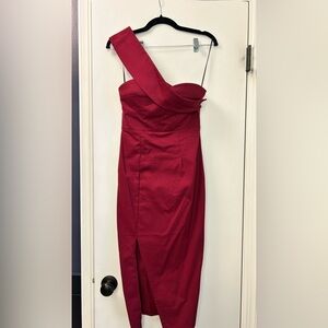 Burgundy One-Shoulder Dress Small